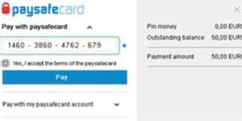 16 digit pin for paysafecard.